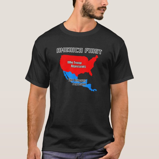 Donald Trump Illegal Build The Wall America First  T-Shirt (Front)