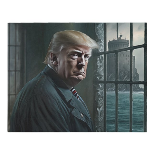 Donald Trump in Alcatraz Prison Faux Canvas Print (Front)
