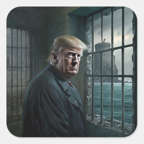 Donald Trump in Alcatraz Prison Square Sticker