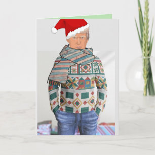 DONALD TRUMP in Christmas sweater Greeting Cards