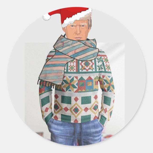DONALD TRUMP in Christmas sweater stickers (Front)