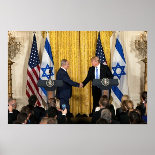 Donald Trump In Israel With Bibi Netanyahu Poster