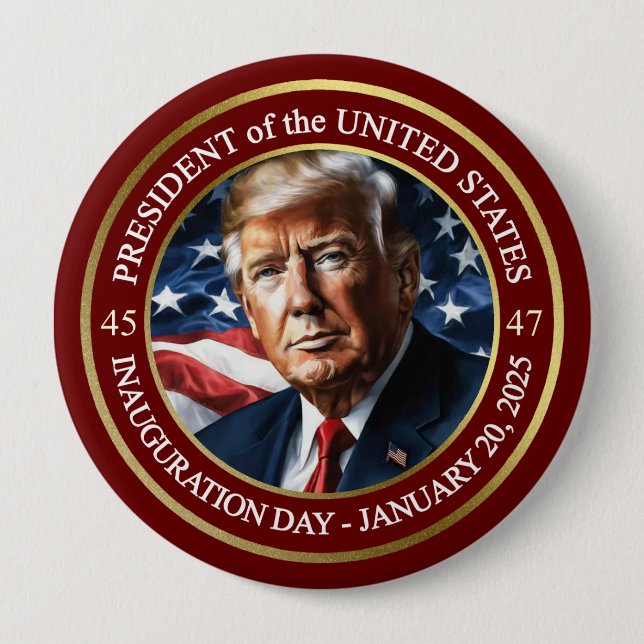 Donald Trump Inauguration Day GOP Red Collector's Button (Front)