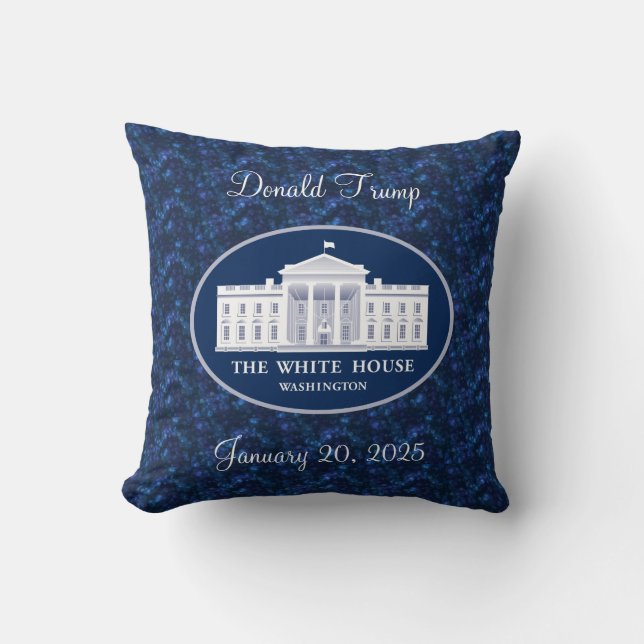 Donald Trump Inauguration Day & White House Throw Pillow (Front)