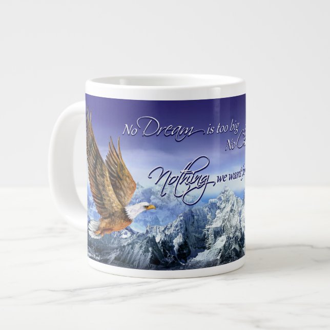Donald Trump Inspirational Quote Eagle & Mountains Giant Coffee Mug (Front Left)