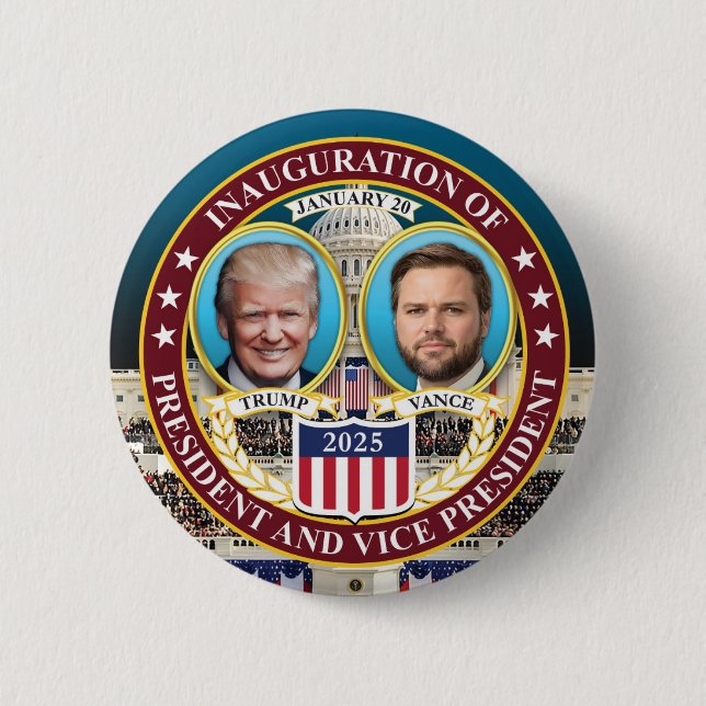 Donald Trump J.D. Vance Inauguration Jan 20, 2025 Button (Front)