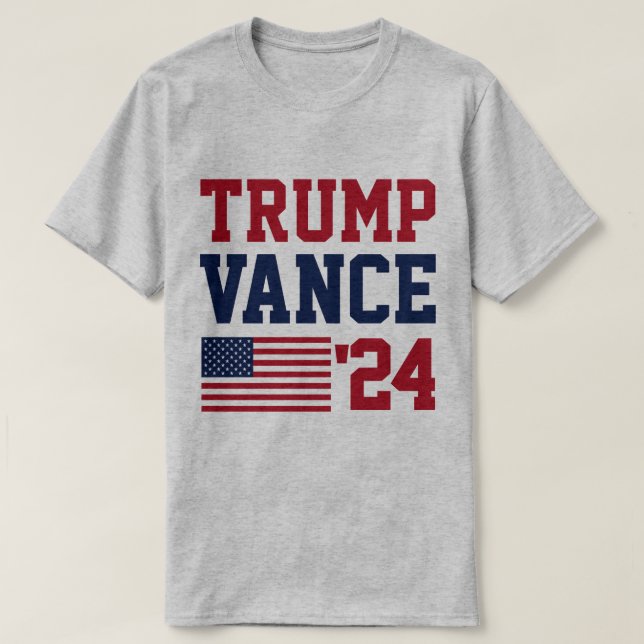Donald Trump JD Vance 2024 American Flag T-Shirt (Design Front)