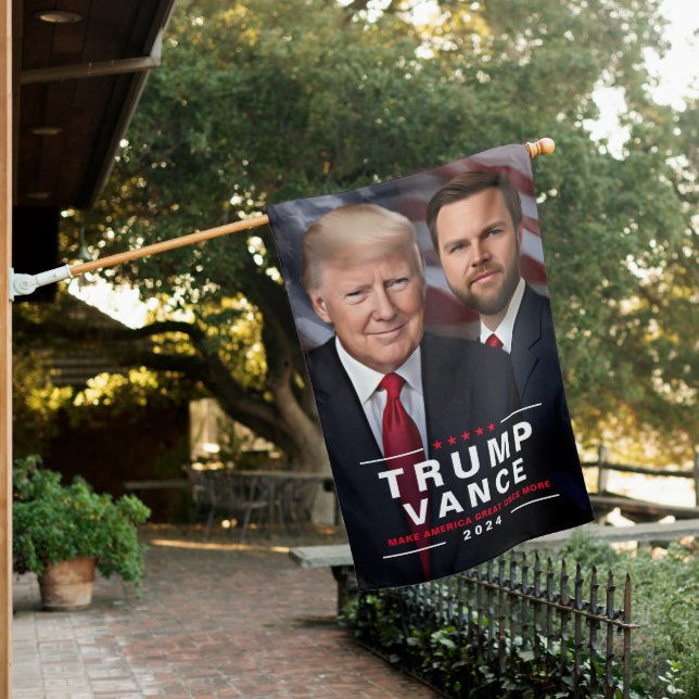 Donald Trump JD Vance 2024 Political Display House Flag (In SItu)