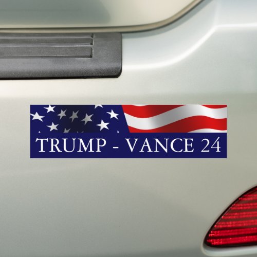 Donald Trump JD Vance in 2024 USA Flag Bumper Sticker