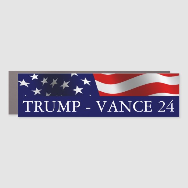 Donald Trump JD Vance in 2024 USA Flag Car Magnet (Front)
