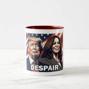 Donald Trump Kamala Harris Despair Two-Tone Coffee Mug