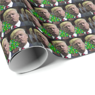 DONALD TRUMP KISS CHRISTMAS FUNNY WRAPPING PAPER