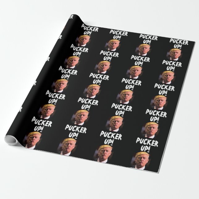 DONALD TRUMP KISS FUNNY WRAPPING PAPER (Unrolled)