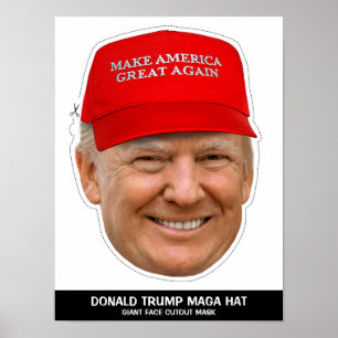 DONALD TRUMP MAGA HAT CUTOUT MASK POSTER