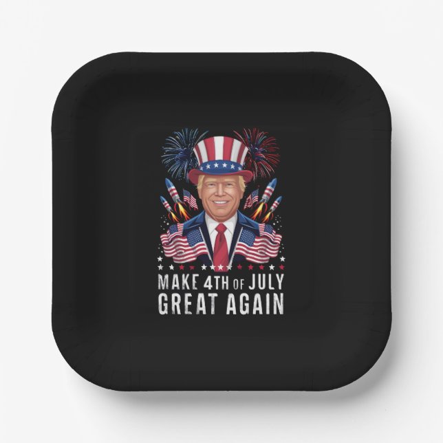 Donald Trump Make 4th Of July Great Again  Paper Plates (Front)