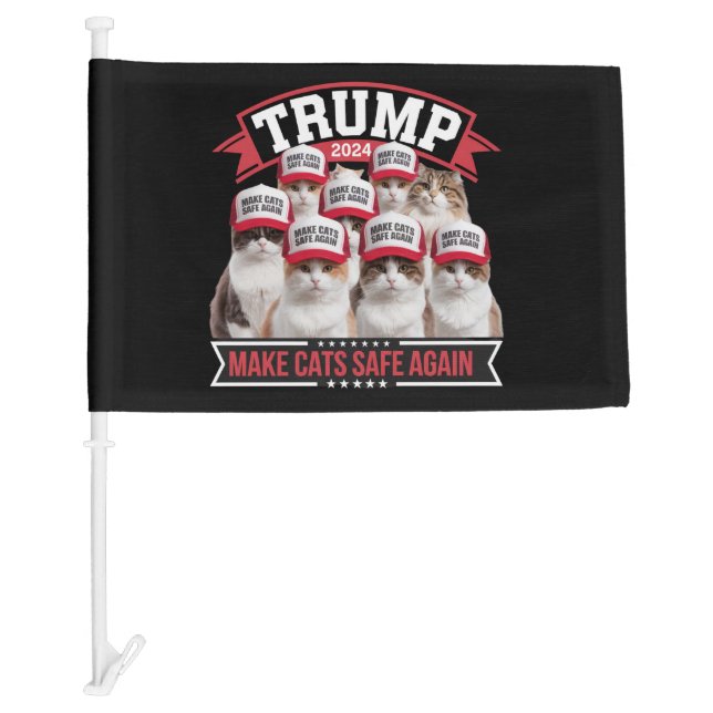 Donald Trump Make Cats Safe Again 2024 Debate  Car Flag (Front)