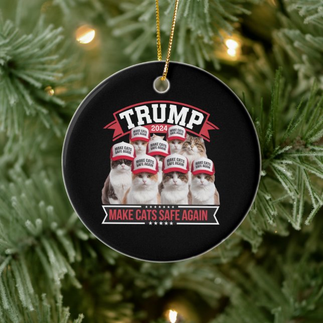 Donald Trump Make Cats Safe Again 2024 Debate  Ceramic Ornament (Tree)
