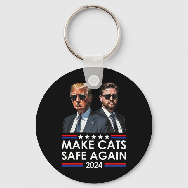 Donald Trump Make Cats Safe Again 2024 Debate Funn Keychain (Front)