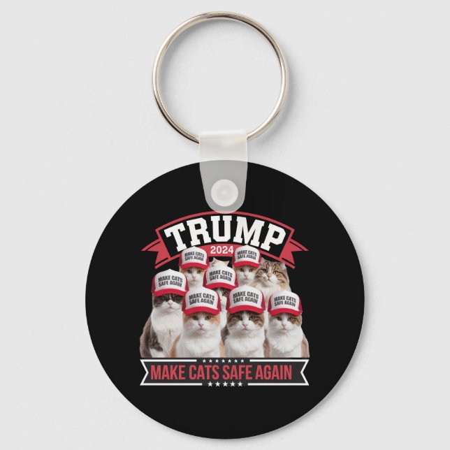 Donald Trump Make Cats Safe Again 2024 Debate  Keychain (Front)