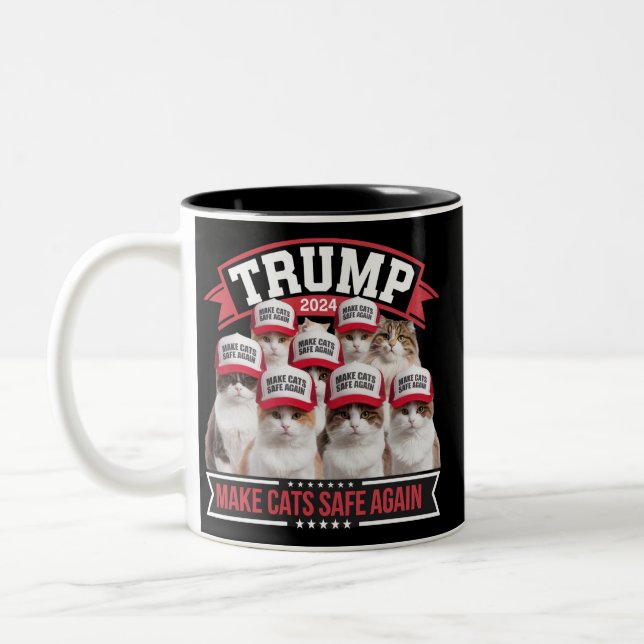 Donald Trump Make Cats Safe Again 2024 Debate  Two-Tone Coffee Mug (Left)