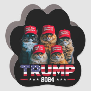Donald Trump Make Cats Safe Again Red Hat 2024 Car Magnet