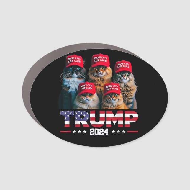 Donald Trump Make Cats Safe Again Red Hat 2024 Car Magnet (Front)