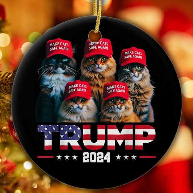 Donald Trump Make Cats Safe Again Red Hat 2024 Ceramic Ornament (Creator Uploaded)