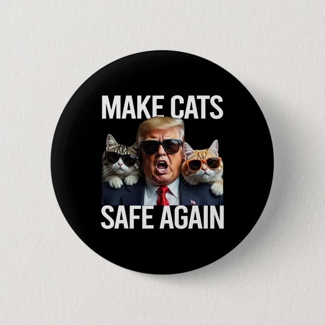 Donald Trump Make Cats Safe Again Red Hat 2024 Deb Button (Front)