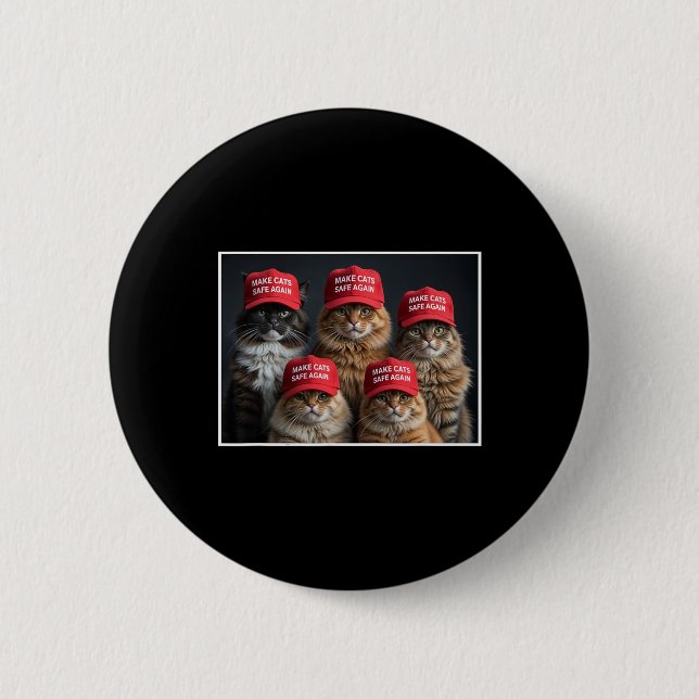 Donald Trump Make Cats Safe Again Red Hat 2024 Deb Button (Front)