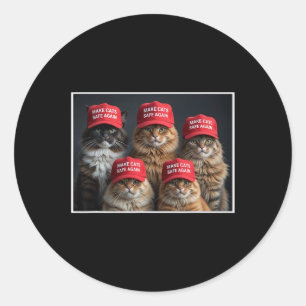 Donald Trump Make Cats Safe Again Red Hat 2024 Deb Classic Round Sticker