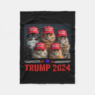 Donald Trump Make Cats Safe Again Red Hat 2024 Deb Fleece Blanket