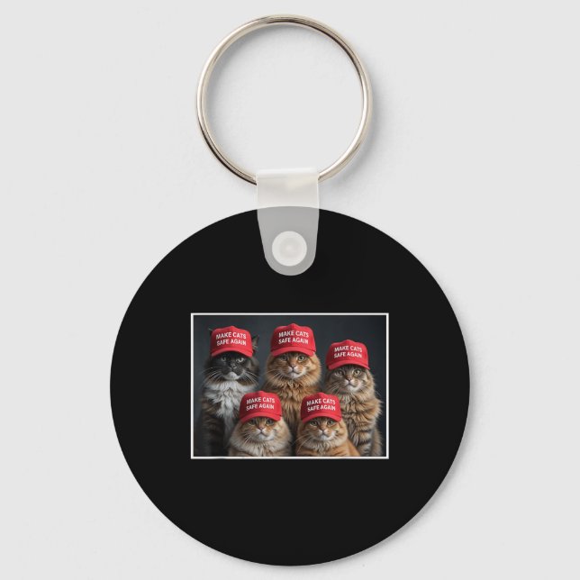 Donald Trump Make Cats Safe Again Red Hat 2024 Deb Keychain (Front)