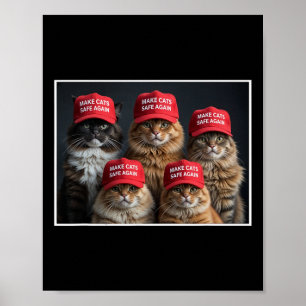 Donald Trump Make Cats Safe Again Red Hat 2024 Deb Poster