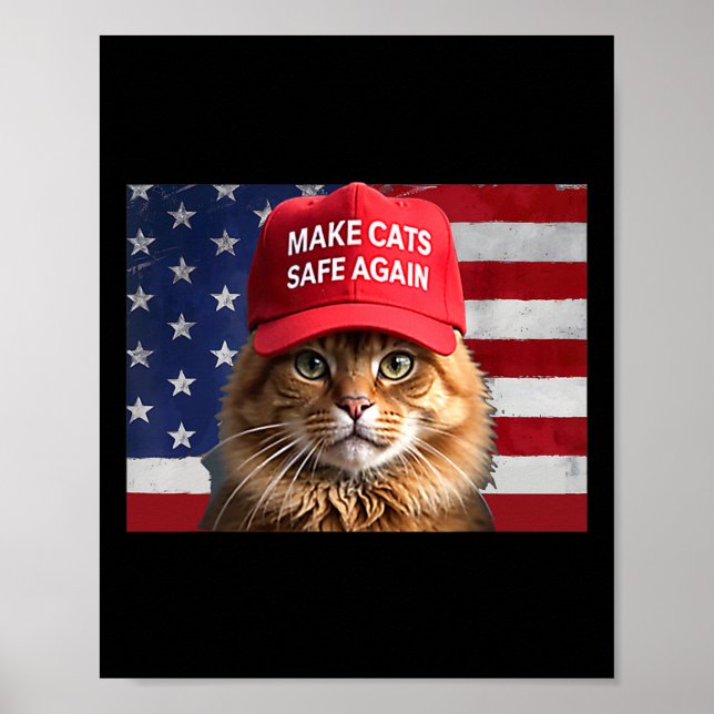 Donald Trump Make Cats Safe Again Red Hat 2024 Deb Poster (Front)