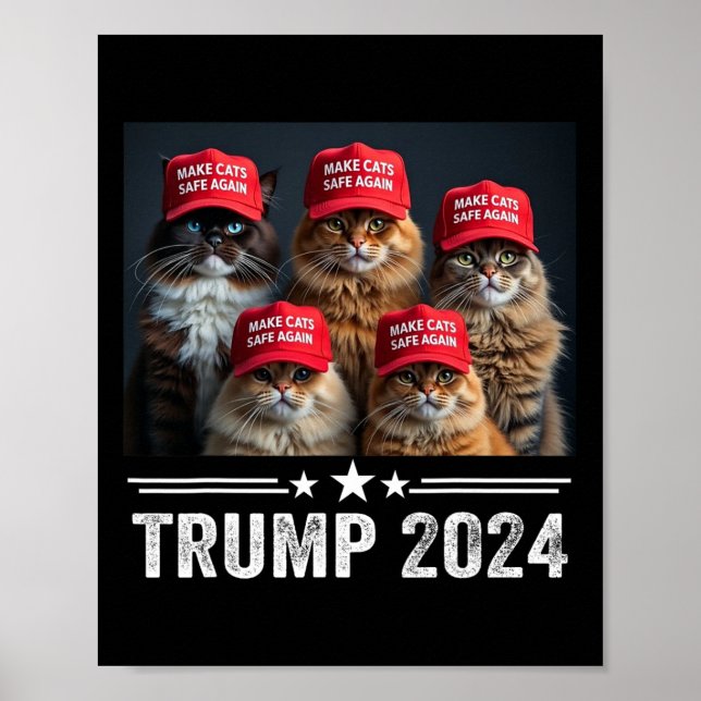 Donald Trump Make Cats Safe Again Red Hat 2024 Deb Poster (Front)