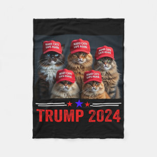Donald Trump Make Cats Safe Again Red Hat 2024 Det Fleece Blanket