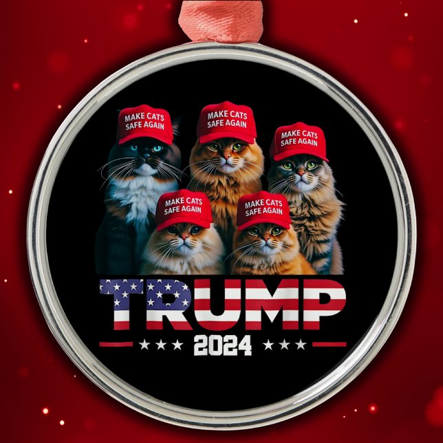 Donald Trump Make Cats Safe Again Red Hat 2024 Metal Ornament (Creator Uploaded)