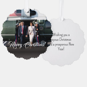 Donald Trump & Melania Military Christmas Custom Ornament Card