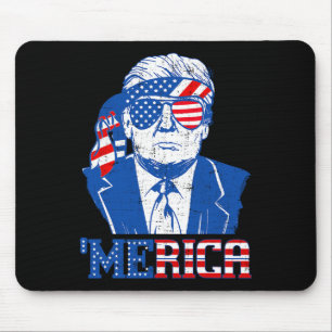 Donald Trump Merica Trump Sungl Us Flag 4th Of Jul Mouse Pad