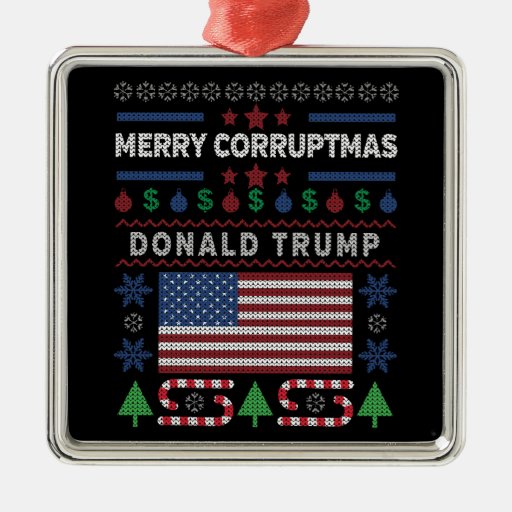Donald Trump Merry Corruptmas Holiday Metal Ornament