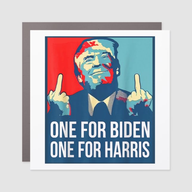 Donald Trump Middle Finger Biden Harris America Re Car Magnet (Front)