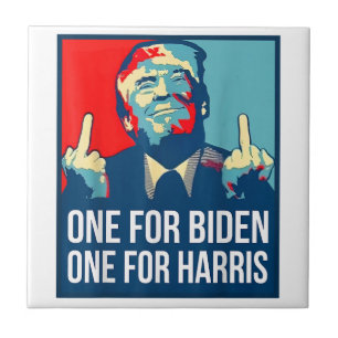 Donald Trump Middle Finger Biden Harris America Re Ceramic Tile