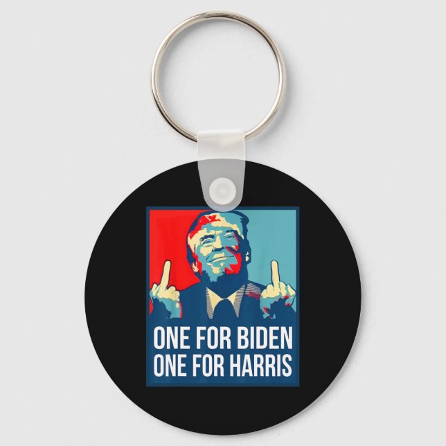 Donald Trump Middle Finger Biden Harris America Re Keychain (Front)