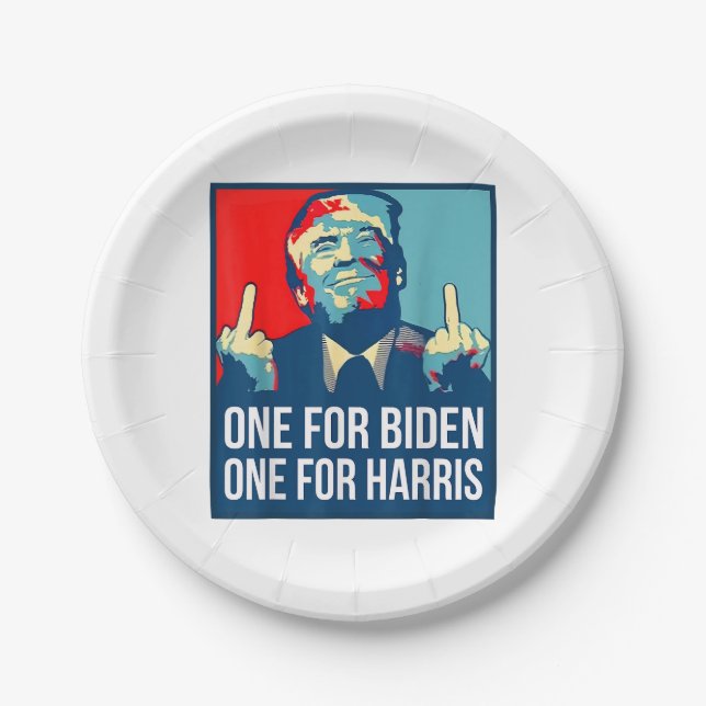 Donald Trump Middle Finger Biden Harris America Re Paper Plates (Front)