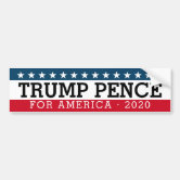 Magnetic "Trump and Pence" White Decal Bumper Sticker 