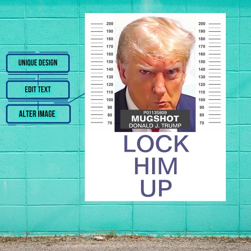 Donald Trump Mug Shot Lock Him Up Color Poster