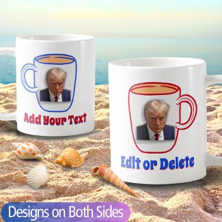 Donald Trump Mug Shot Meme Custom Text Red & Blue