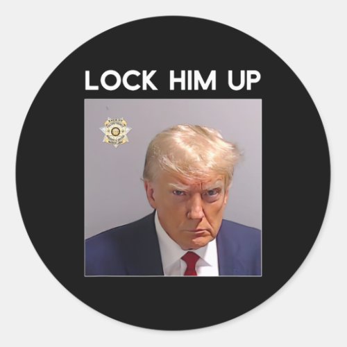 Donald Trump Mugshot Lock Him Up Trump Mug Shot  Classic Round Sticker