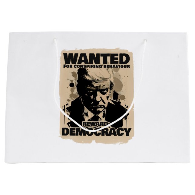 Donald Trump Mugshot Wanted Poster - Georgia Count Large Gift Bag (Front)