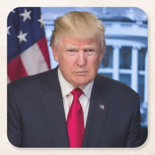 Donald Trump Official Presidential Portrait Square Paper Coaster